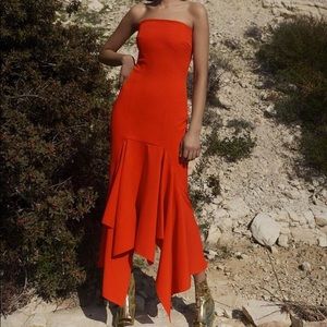 Solace London Veronique Strapless Midi Dress